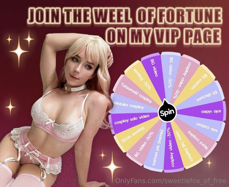 Try your luck at the WHEEL OF FORTUNE🔮🤍

And what content yo..