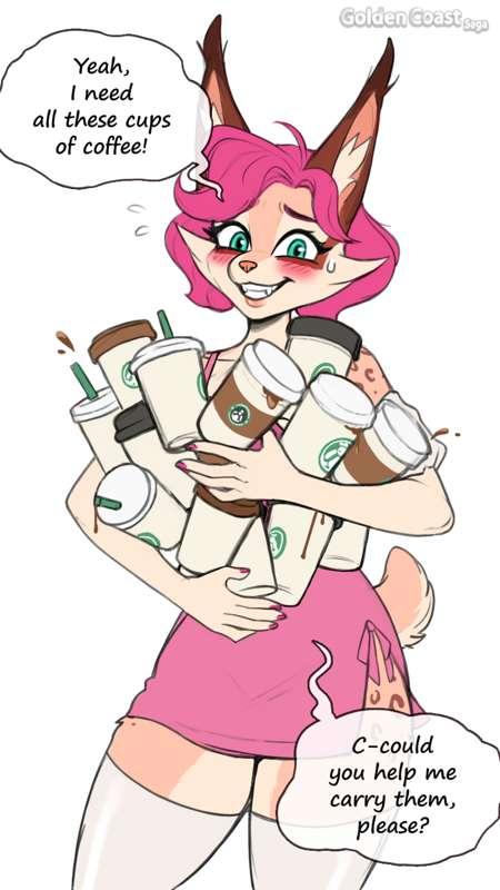 Mia and a lot of coffee