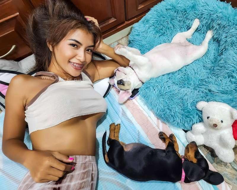My favorite corner of the house 💗🐶 With little Maddie and Cl..