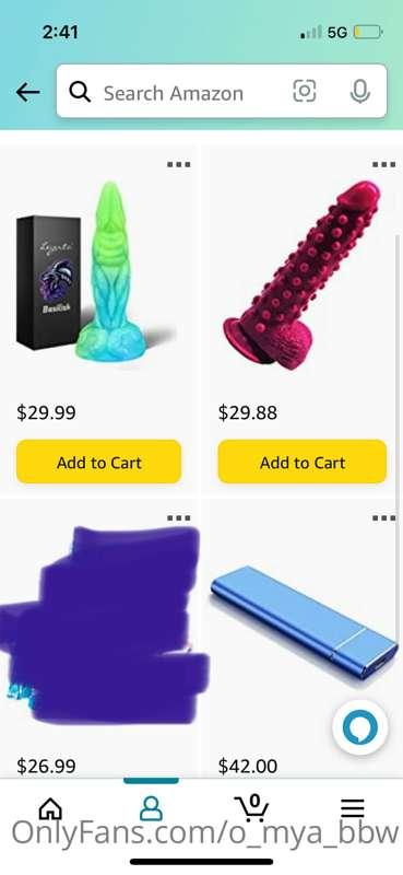 Adding new toys and lingerie to my Amazon list… tip $40 or s..