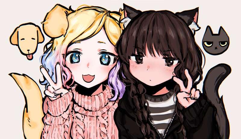 black cat and golden retriever 