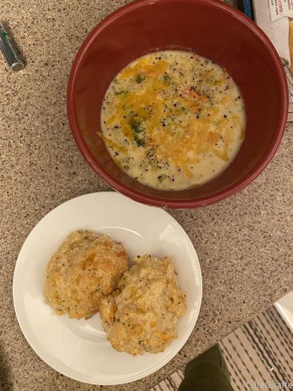 I ended up making broccoli cheddar soup and biscuits from a ..