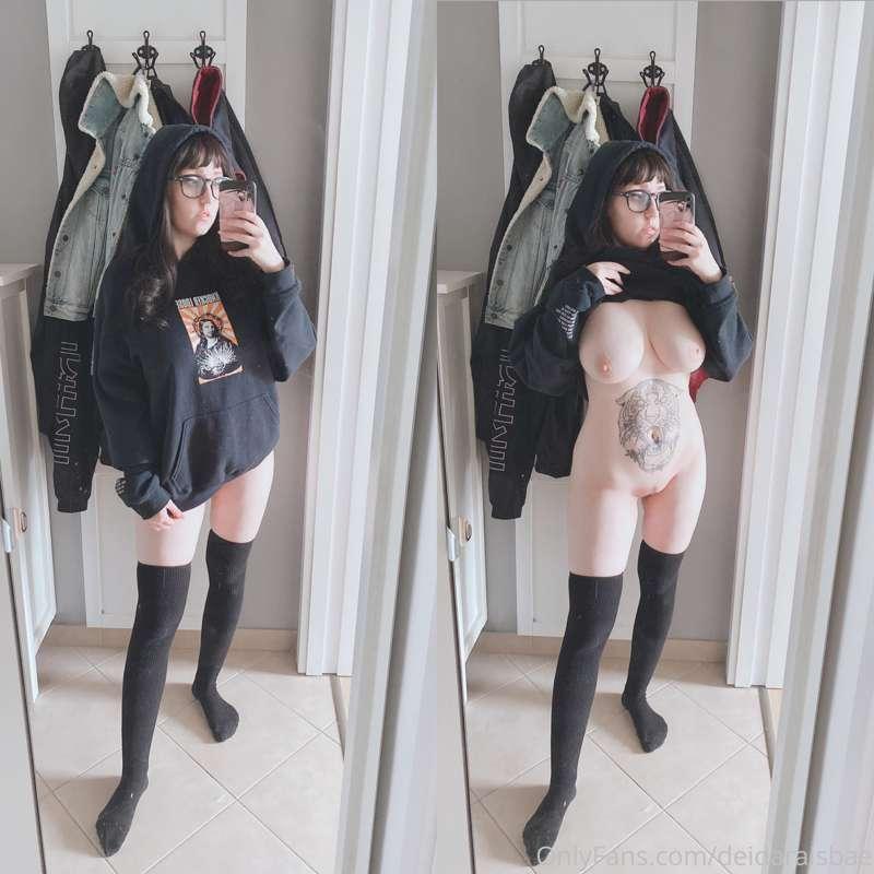 Do you like what’s under my oversized hoodie ??