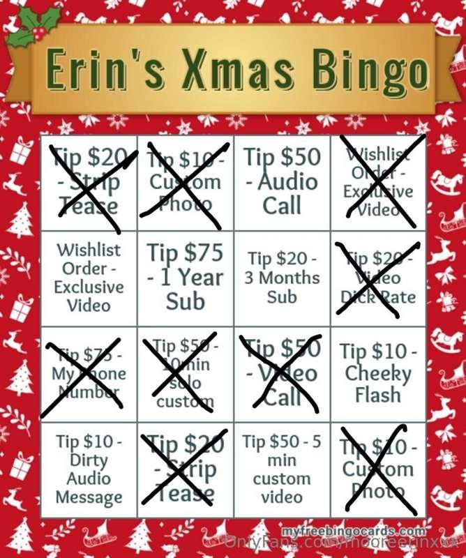 Xmas bingo update !!! 

Last remaining squares still up for ..