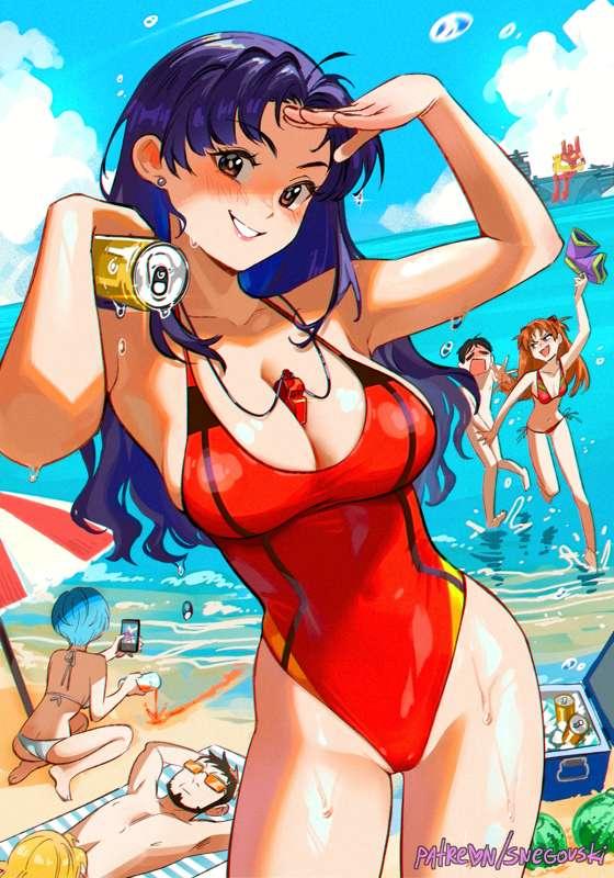 Misato's summer duty (+bonus pics)