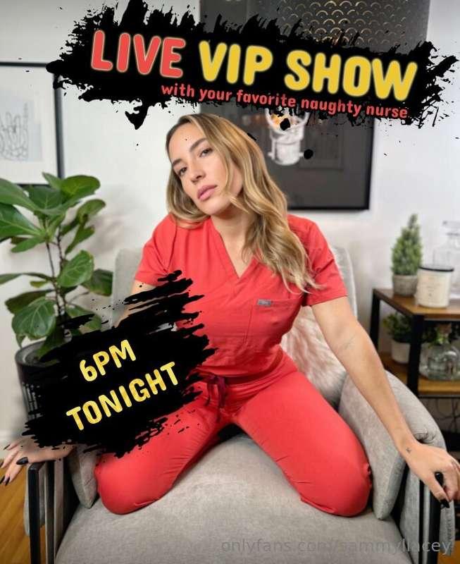 LIVE SHOW!!! Tonight at 6pm PST on my VIP: @sammyllacey
