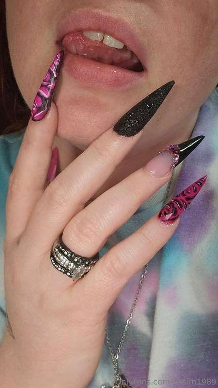 Sexy nails and lips. Want a kiss?