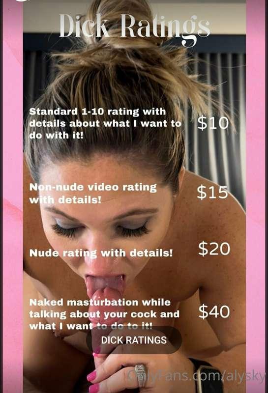I’m ready to do some dick ratings. Who is ready for one?😜