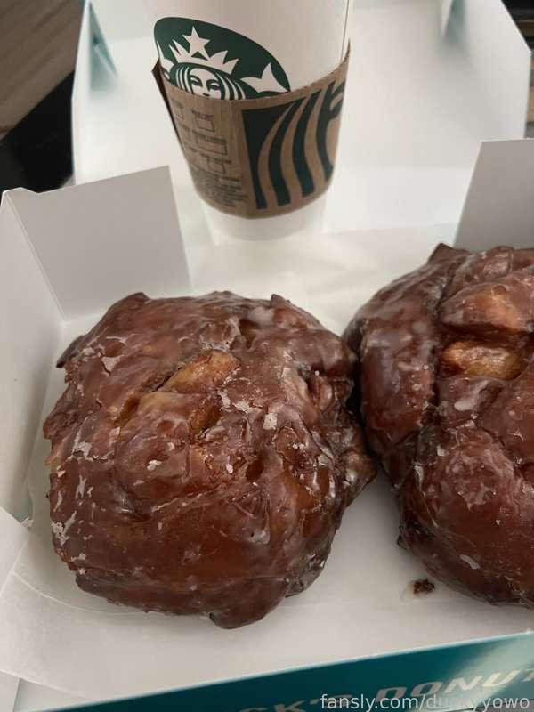 My coffee and giant donut for breakfast were so delicious 🥰