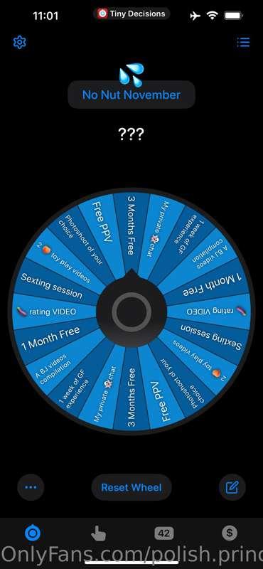 💦 NO NUT NOVEMBER SPINNING WHEEL 💦
Try not to 💦😘

1 spin - $..