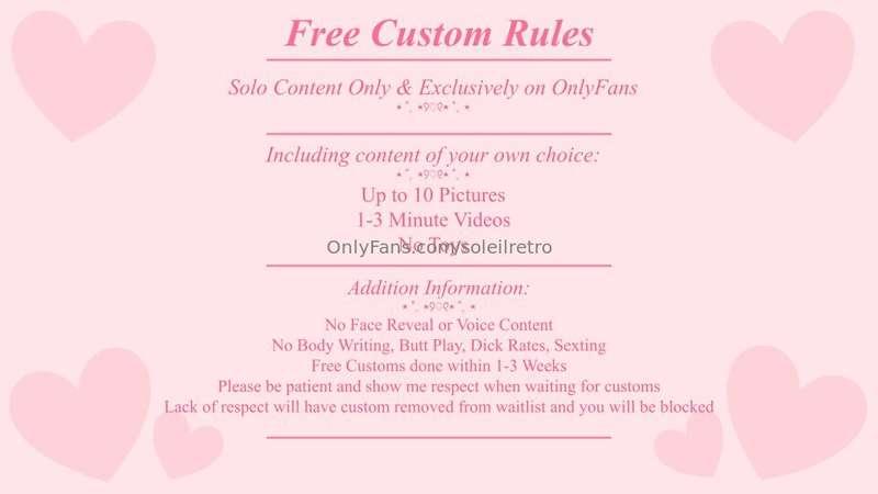 Starting today I will be changing the rules on my ‘free cust..