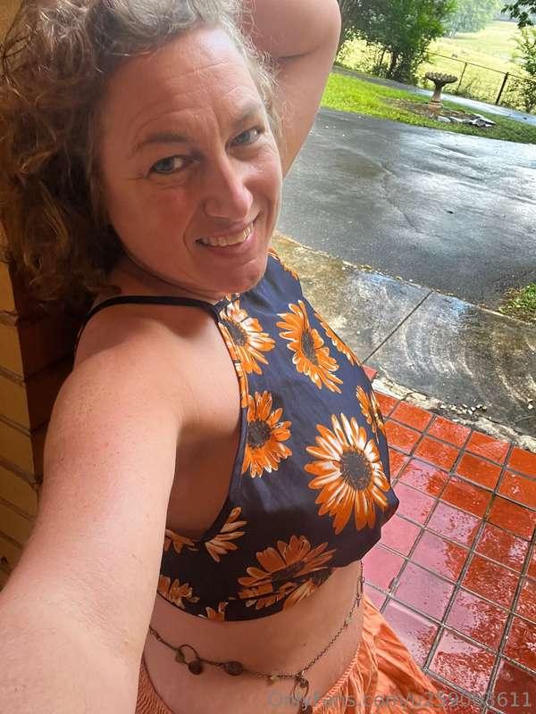 Sunflower in the rain