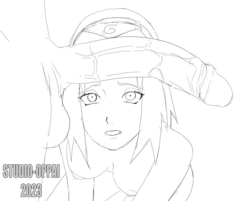 Sakura shocked by size (sketch)