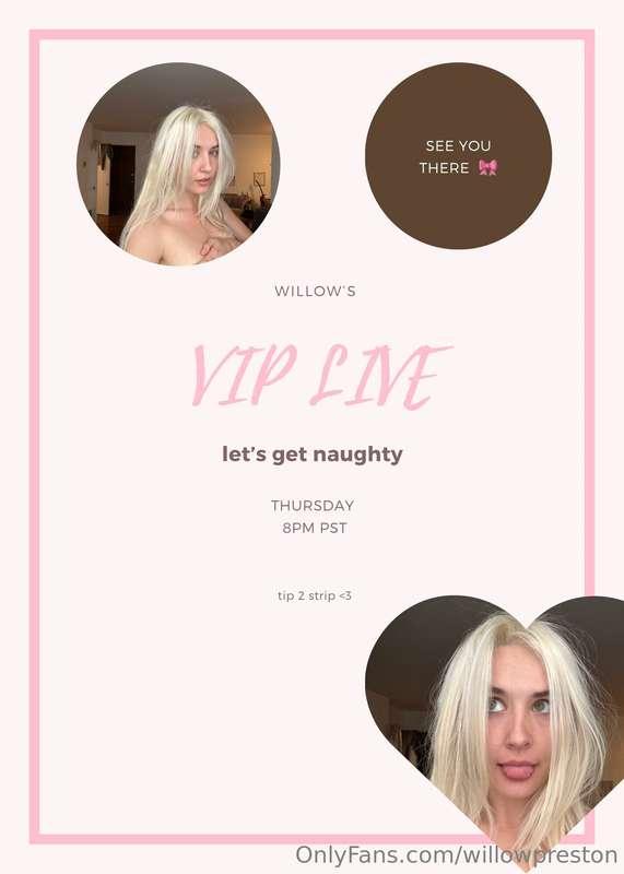 Will you be at my VIP live tomorrow night?!