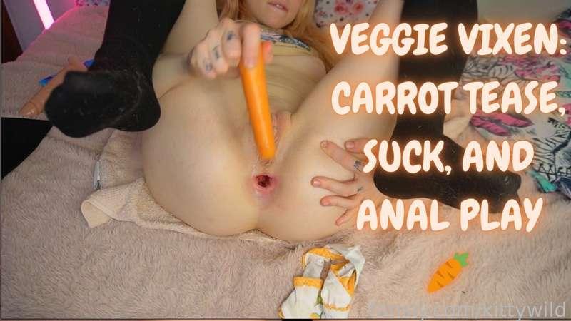 Get ready for a playful and perverse solo video! I'll be teasing you in a cute outfit, but things will take a dirty turn when I grab a carrot and start sucking it like a cock. But that's not all - I'll then stuff it in my ass and fuck myself with it 

#fyp #anal #fetish #teen #cute