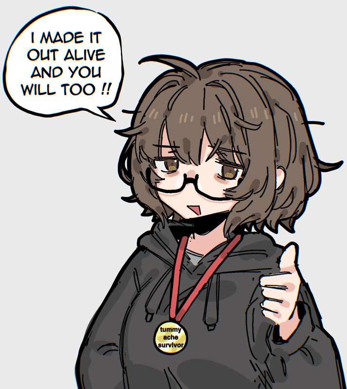 weekly doodles: Aki survived tummy ache!