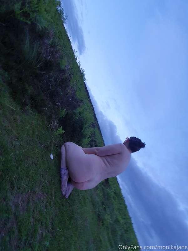Naked outdoors, just after doing a custom video