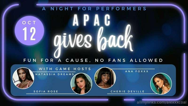 On October 12th, APAC will throw an event for performers onl..