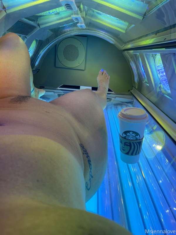 On my extra white girl shit today. Starbucks in the tanning ..