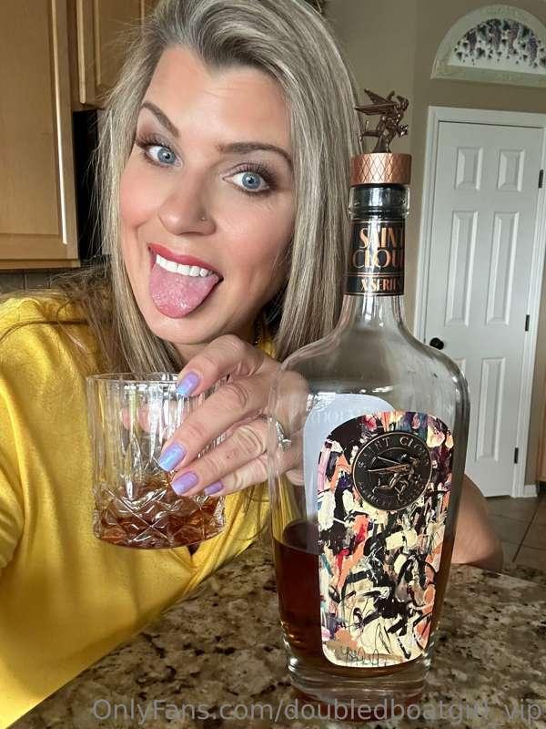 ***Need a pour before we play*** bourbon makes her clothes f..