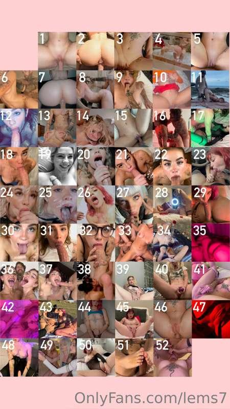 TIP MENU!!!
here’s a list of ALL MY VIDEOS! if you want one,..