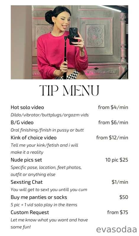 🫧Guys, my new tip menu for CUSTOM CONTENT, let's have some f..