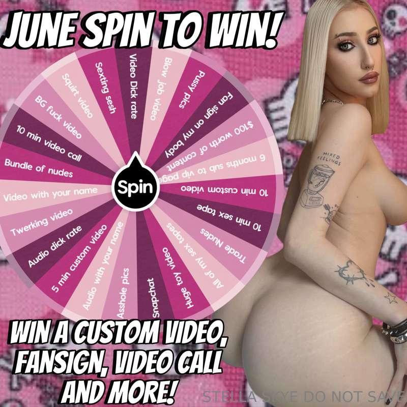 STELLA SKYES JUNE SPIN THE WHEEL 🩷1 𝗦𝗽𝗶𝗻 $102 𝗦𝗽𝗶𝗻𝘀 $153 𝗦𝗽𝗶..