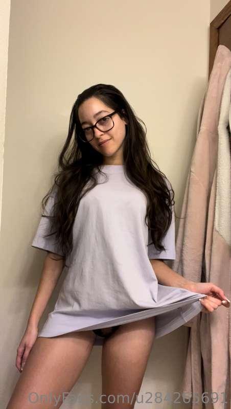I’m at home wearing my over sized t-shirt. I lift it up to s..