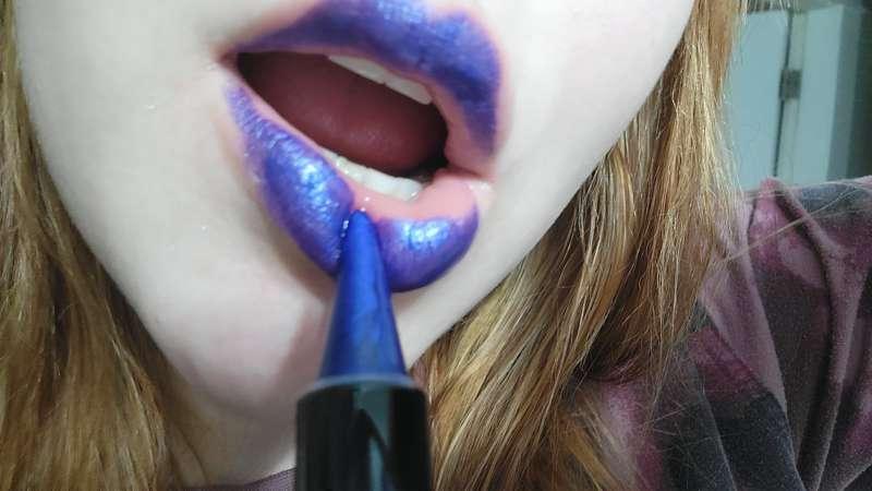 Blue lipstick try on what do u think? Hehe