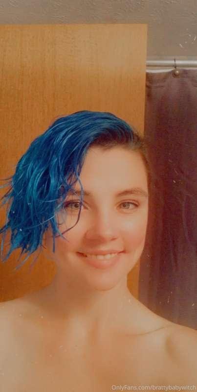 Blue hair don’t care! Message me to find out what’s under th..