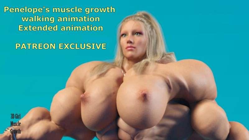 Penelope's muscle growth walking animation (extended)