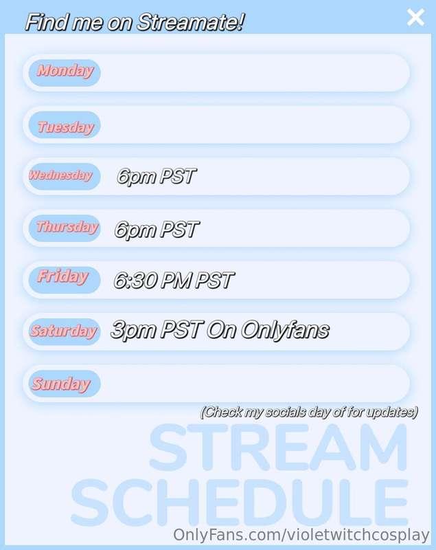 This weeks stream schedule