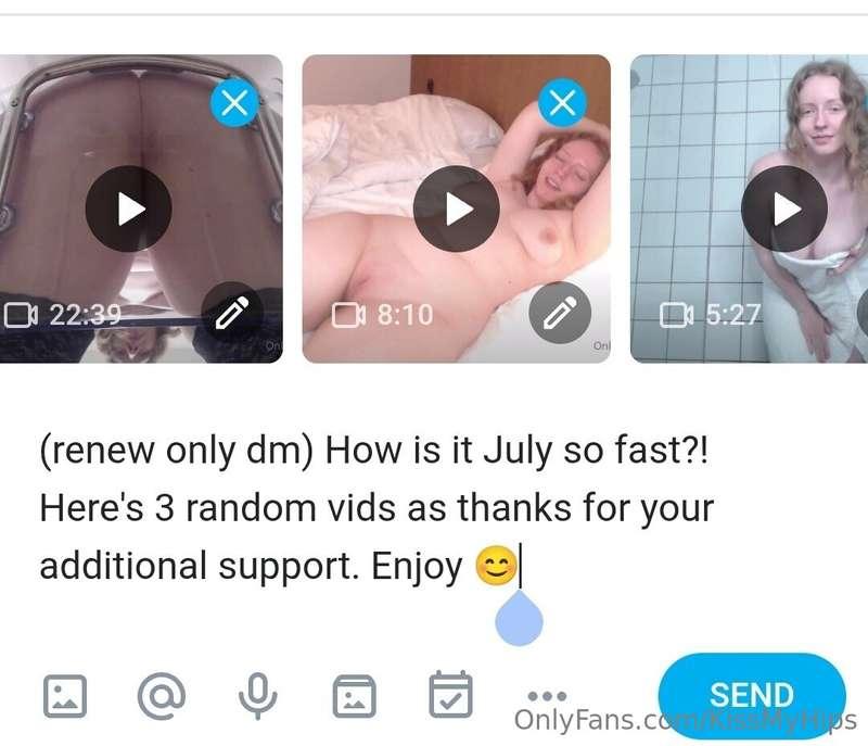 Subscribers with renew on: check your dms for 3 free vids! 