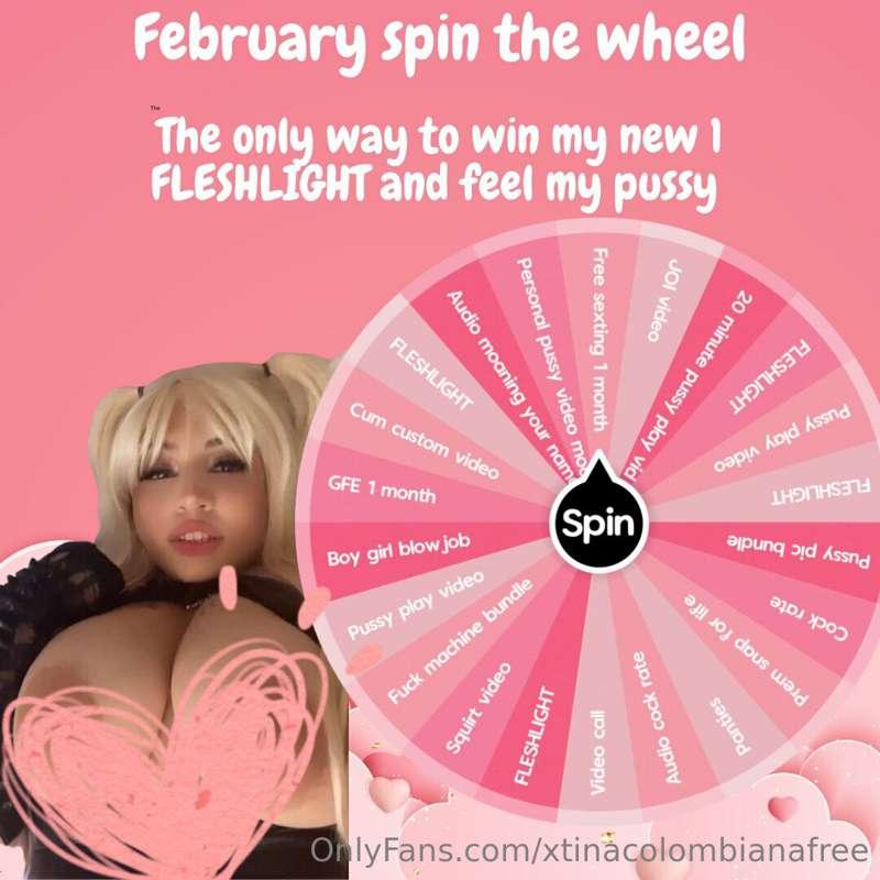 ❤️ FEBRUARY SPIN THE WHEEL ❤️
Win my FLESHLIGHT 😈

Tip $10 t..