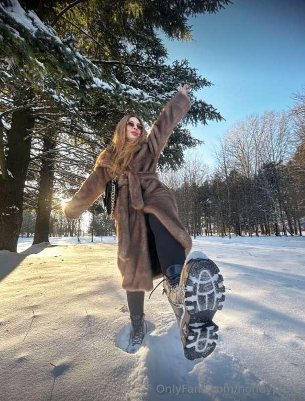 Basking in the winter sunshine, a radiant glow on the snowy ..