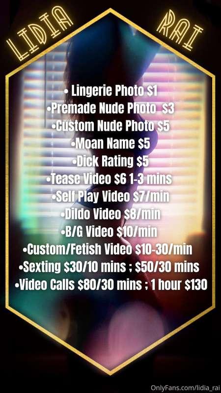 My Menu 💋 DM me for requests ❤️