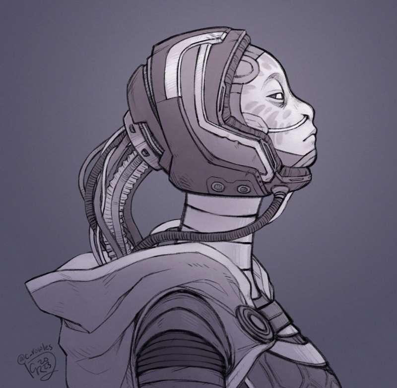 Mass Effect fanart - Tali, Hood Down