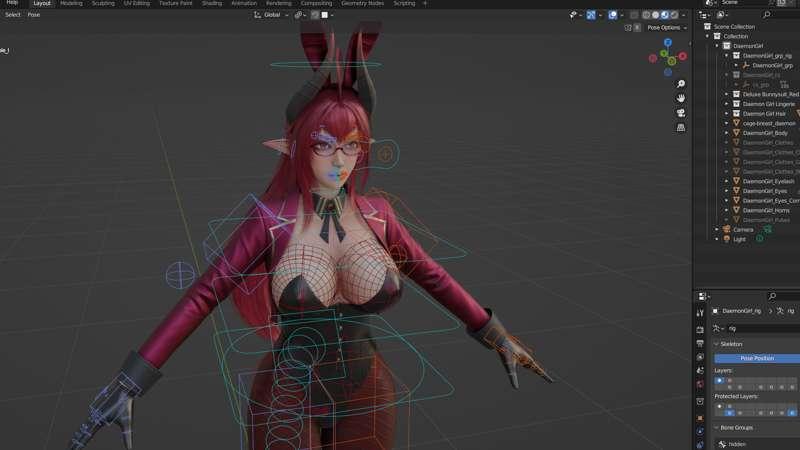Blender ARP Rig - Daemon Girl & Queen Marika Deluxe Bunny Suit
