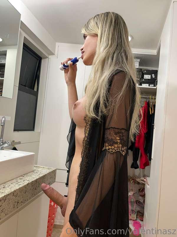 brushing teeth before our date