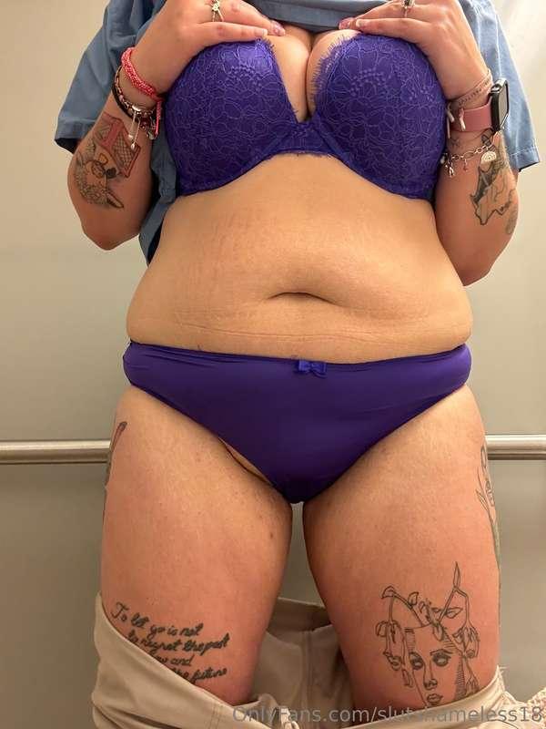 Mmmm does purple look good under my scrubs 😏