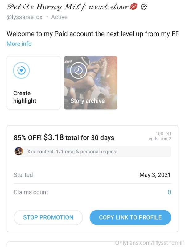 100 spots on my premium for 3$ for 30 days 😈💦 @lyssarae_ox
