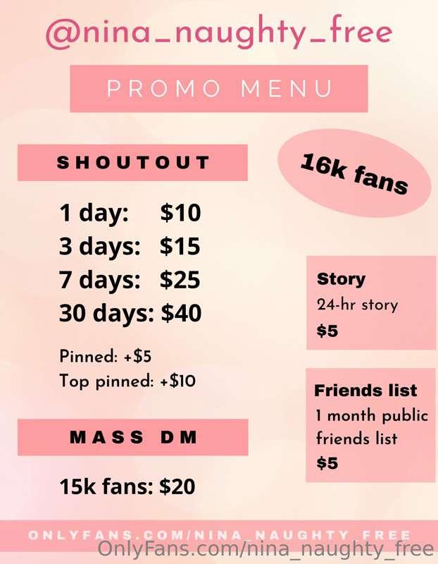 #### 🌸**New and improved promo menu**🌸
**➡️16k fans⬅️**

Tip..