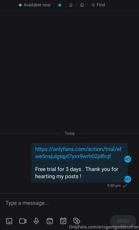 First 3 day free trial link sent for hearting my posts and d..