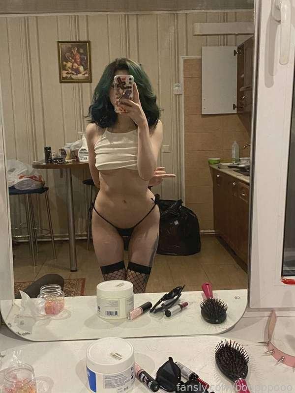 Just a random photo from the gallery for the post. 
I have a question for you!  
What kind of content (video) should I make?
1. jerking off a dildo with feet 
2. nipples play

#fyp #skinny #stockings #altgirl #panties #bikini #smalltits