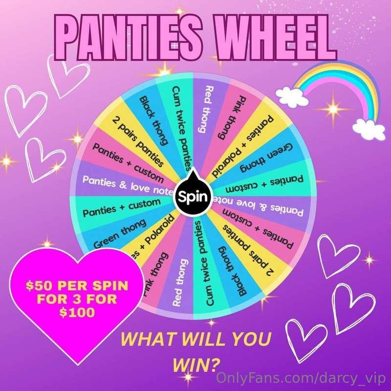 💫 *PANTIES WHEEL* 💗 ALL PRIZES WORTH $$$! 🦄 $50 per spin or ..