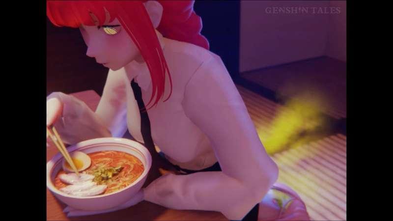 🎞️ MAKIMA Face-Farting on Power Chan While Eating Noodles- Animation