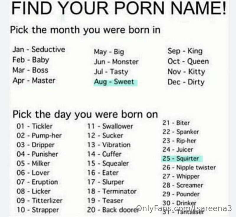 PORN NAME! 
Mine is SweetSquirter what it's yours???