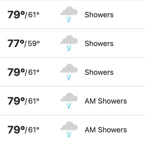 Monday - Friday next week...