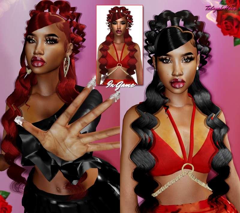 Talayah Curly Heart Ponytail ❤ Queen Heart Bamboo hoop Earrings