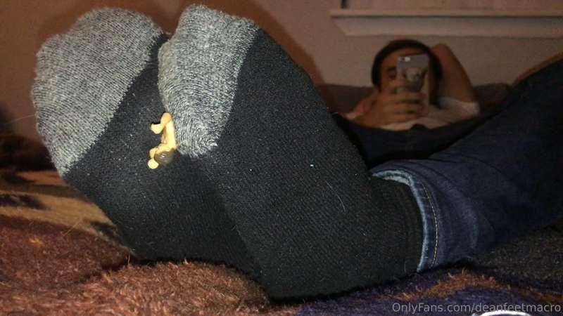 trapped between my black work socks